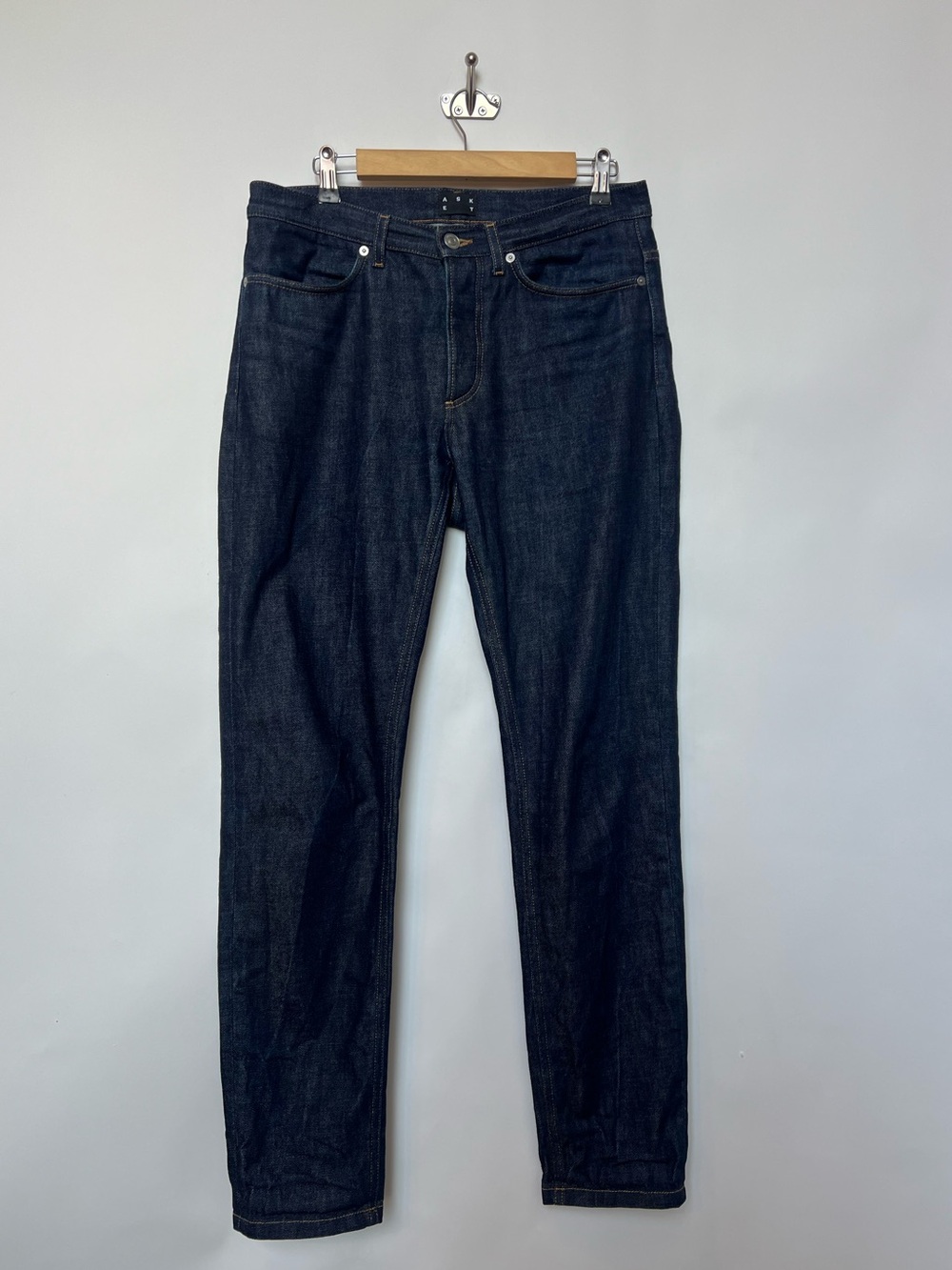 ASKET The Raw Denim Jeans Mens 31/32 Dark Indigo Organic Cotton Made Italy